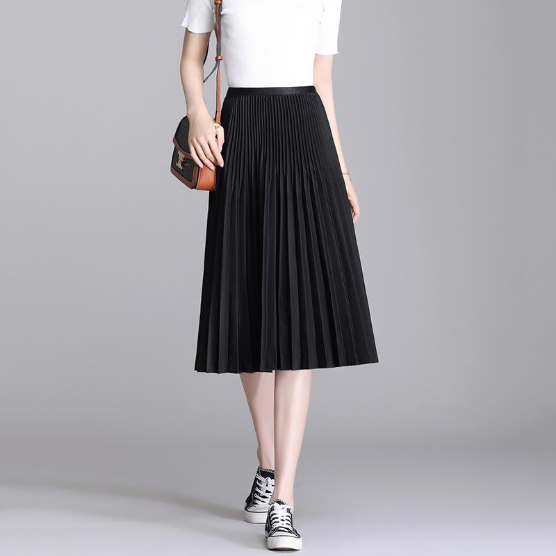 Purple skirt women's summer medium length pleated high waist a word women's drape skirt spring women's small white umbrella skirt