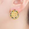 Nidin Classic New Design Copper Shiny Crystal Zircon Lucky Tree Of Life Stud Earrings For Women Fashion Temperament Ear Jewelry