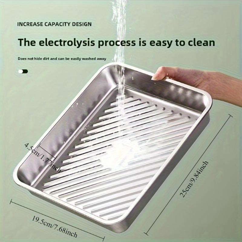 Stainless Steel Covered Dumpling Plate Rice Plates Rectangular Tray Barbecue Plates Vegetable Plates Practical Kitchen Tools New