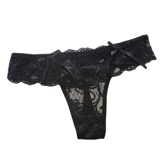 Dámské Tanga Květinové Výšivka Průhledné Krajkové Kalhotky Dekor s mašlí Nízký pas Elastické Svatební Noční Ložnice Dámské spodky