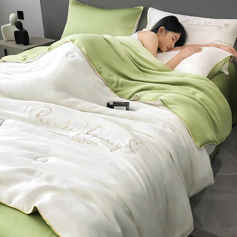 New Summer Series Washed Silk Embroidery Summer Quilt