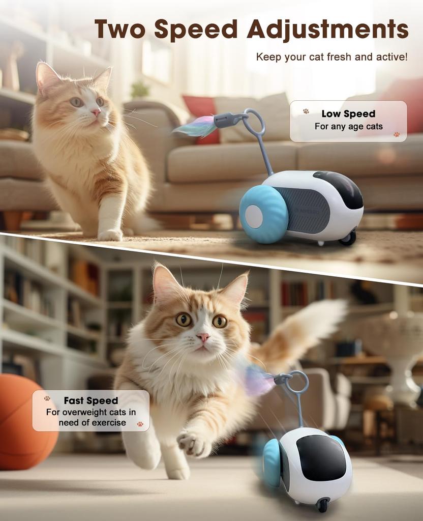 Indoor Cat Toys, Speed-Adjustable Smart Interactive Cat Toys, Remote Controls, And Usb Rechargeable Automatic Cat Sports Toys For Bored Indoor Kittens