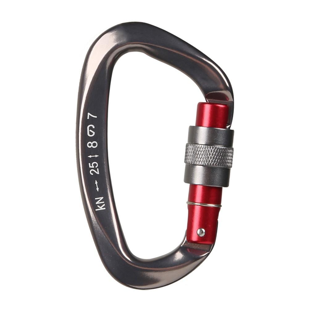 25KN Climbing Carabiner Clip Hook Heavy Duty Aluminum D-Ring Screw Lock Rock