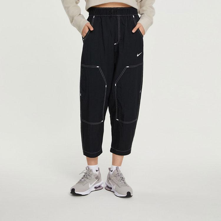 Nike Vyšívané logo Ležérní tkané kalhoty Jaro Dámské spodky Černá DM6210-010