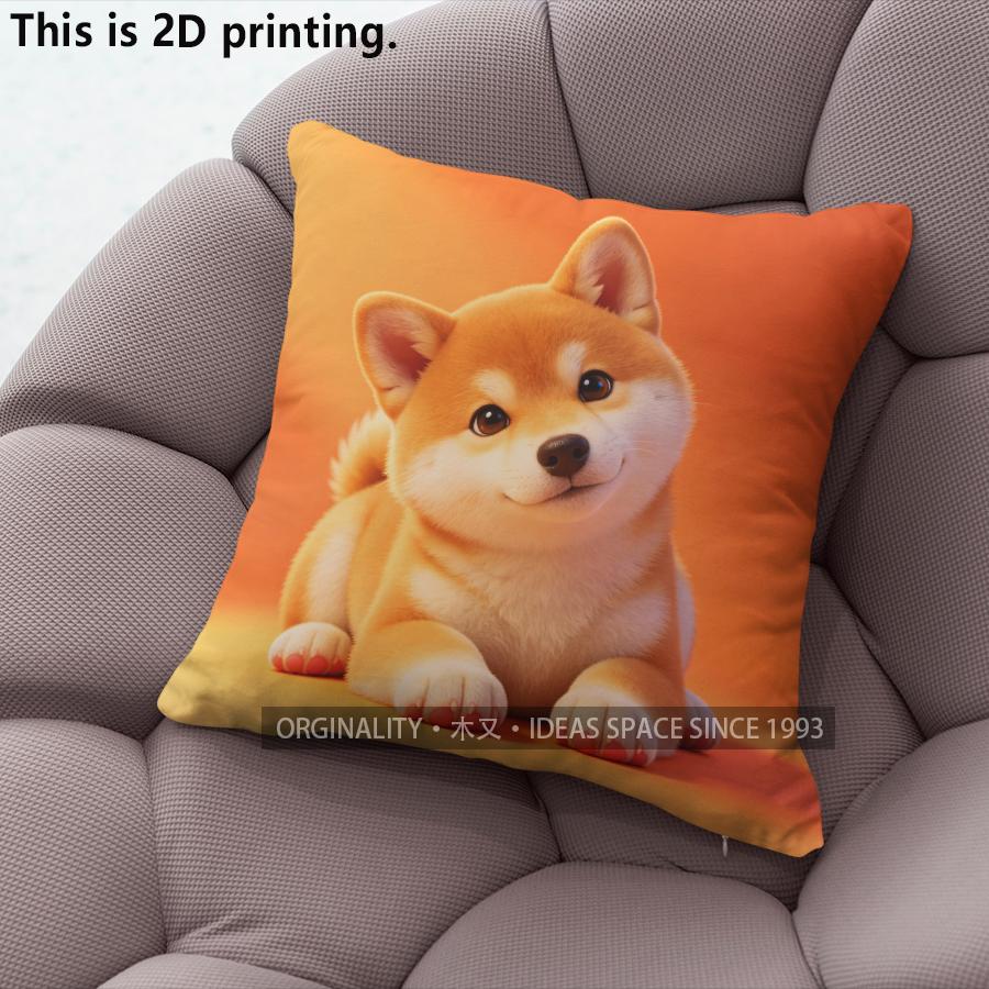 Cute Shiba Inu Dog Print Throw Pillow Covers Pattern Cushion Cover Suitable For Sofa Bedroom Car Pillow Cover