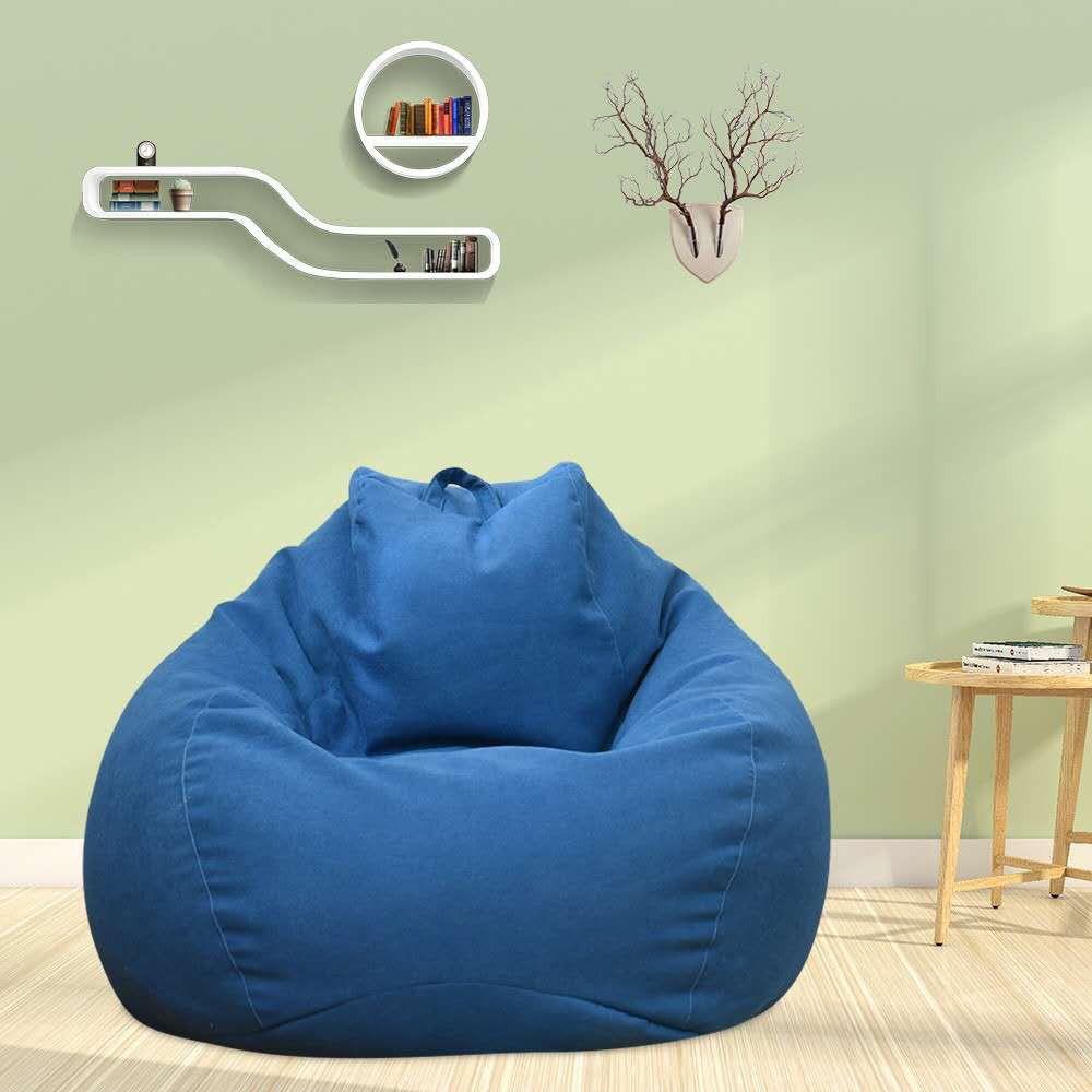 Children's Cotton & Linen Bean Bag Chair and Footrest Cover Set