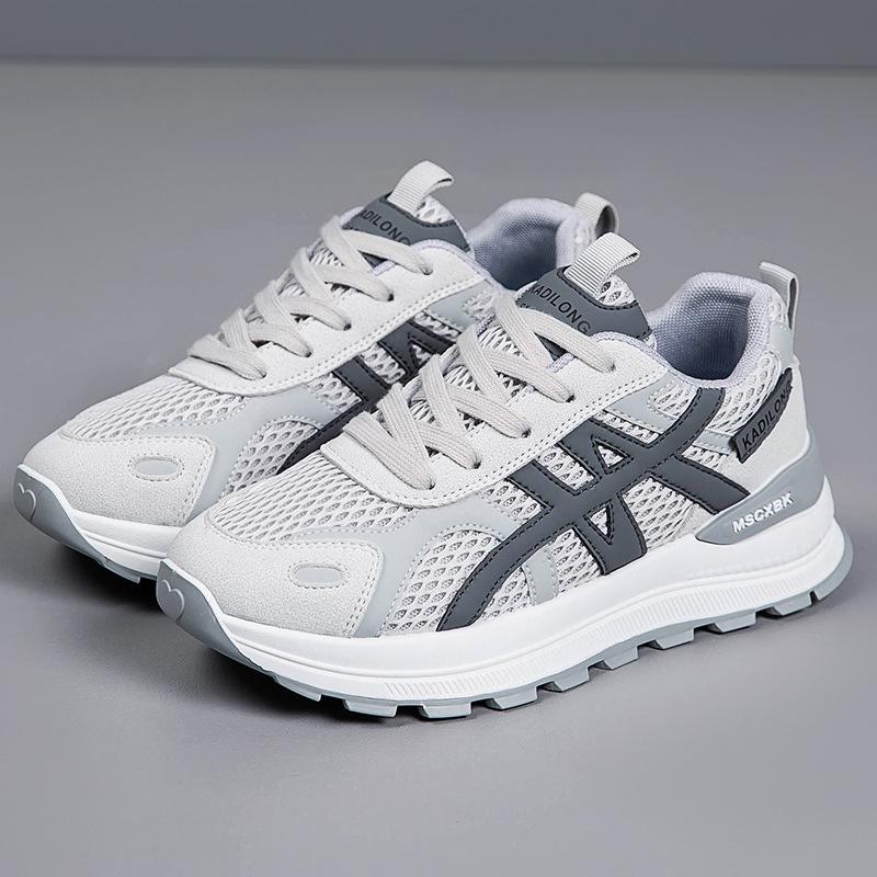 

2025 новые осенние женские спортивные туфли на платформе, нескользящие и износостойкие, для бега и повседневной носки, женские универсальные и легкие кроссовки-папа 40 серый