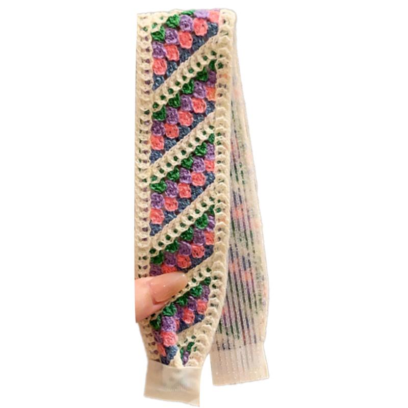 Retro Knit Adjustable Hairband for Adults Soft and Comfortable Headband Knitting Floral Hairpieces for Women and Girls