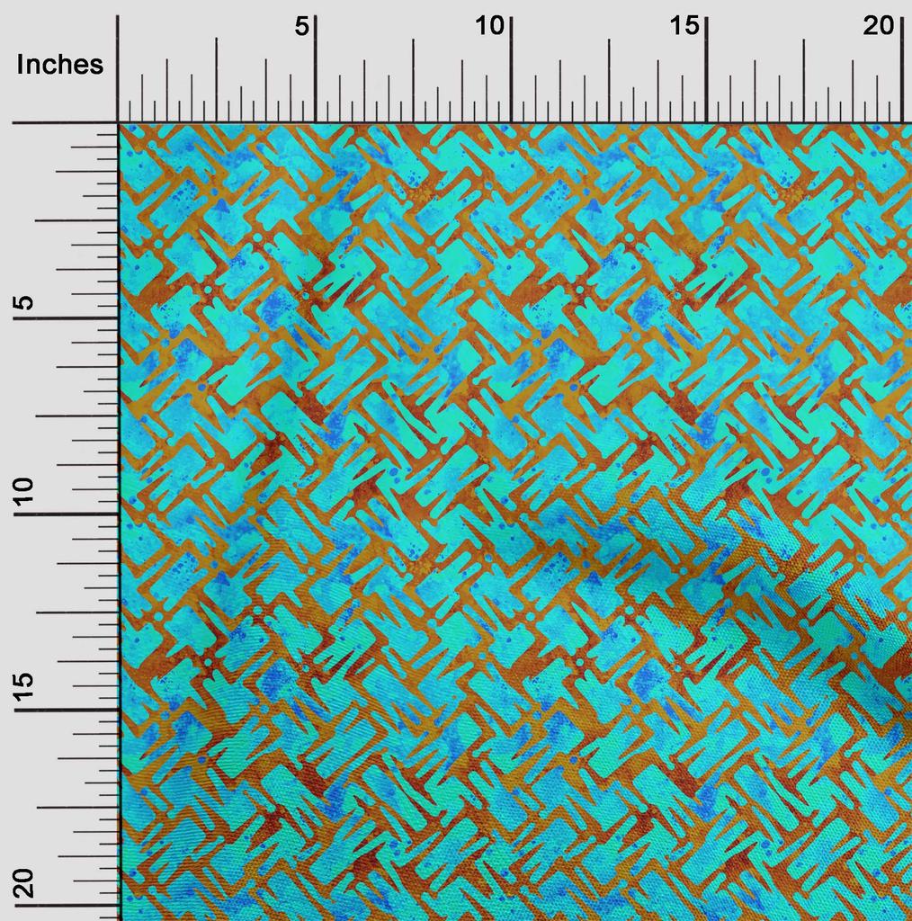 oneOone Georgette Viscose Aqua Blue Fabric Batik Fabric For Sewing Printed Craft Fabric By The Yard 42 Inch