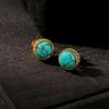 Fashion Light Luxury Retro Imitation Turquoise Stud Earrings, Simple and Versatile Temperament Earrings for Women