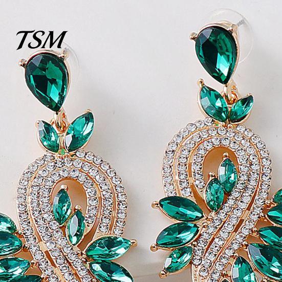 Long Earrings 1 Pair Dangle Geometric Faux Crystal Women Jewelry Elegant Drop for Wedding