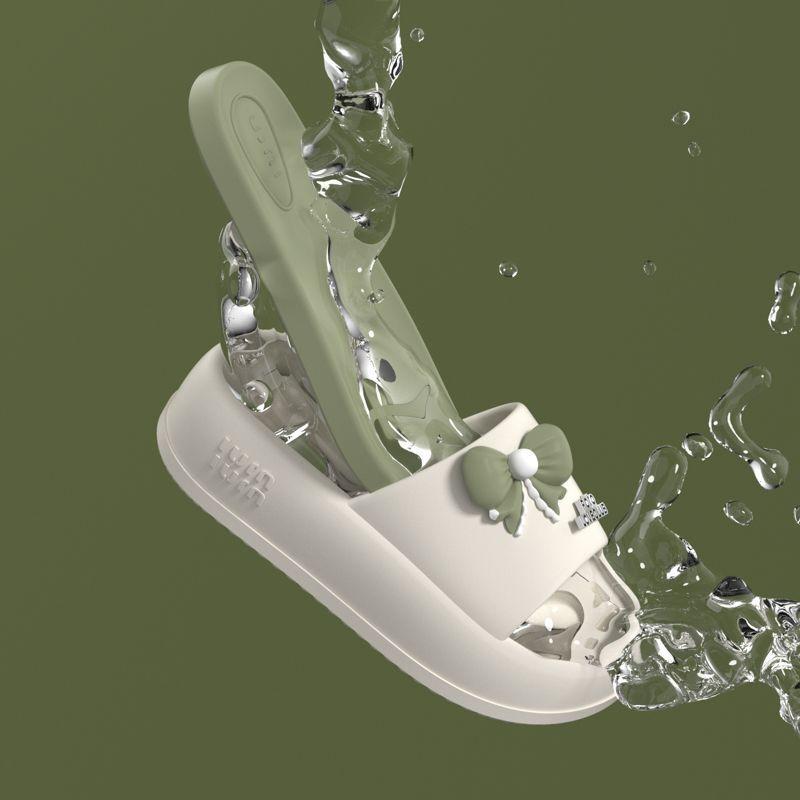 2025 Ladies Chunky Platform Slippers Woman High Heels Flat Sandals Thick Sole Lovely Bow-tie Flip Flops Female Eva Cloud Slides