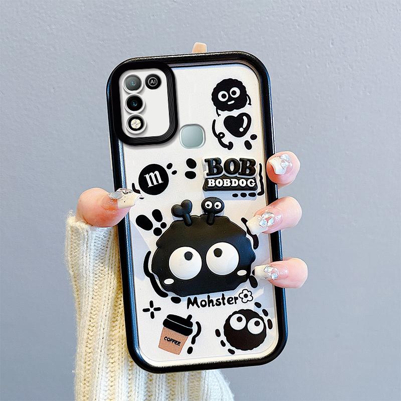 KEYSION Shockproof Case for Infinix Hot 11 Play with Lanyard Silicone Cute 3D Cartoon Doll Phone Cover for Infinix Hot 9 10 Play