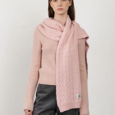 CITYBREEZE Angora Cable Knit Muffler_PINK