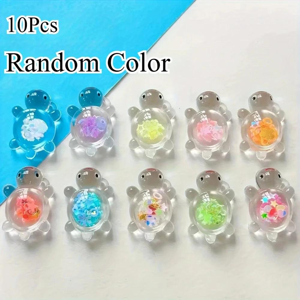 

10pcs Glow In The Dark Resin Turtle Figurines Luminous Sequins Turtle Decor Miniature Ornament For Indoor Outdoor Home & Garden