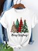 (Asian Size) letter style  Short Sleeve T-shirts  Merry Christmas Women's Top O-neck T Shirt Print  Fashion Casual New Year Clothing Graphic Tee