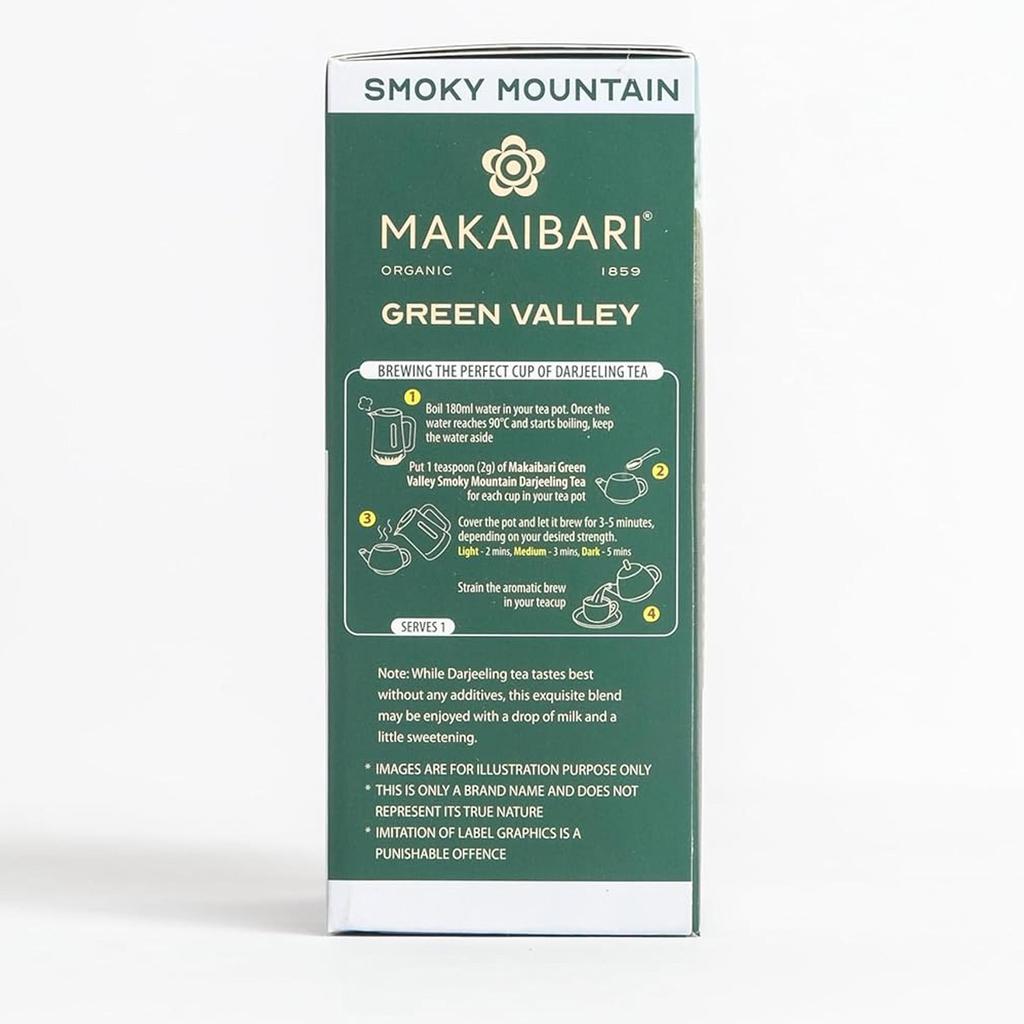 Makaibari Green Valley Smoky Mountain Gerösteter Darjeeling Loser Schwarzer Tee 100 g 100% Lange Blätter Muskatellaroma Bio-Tee