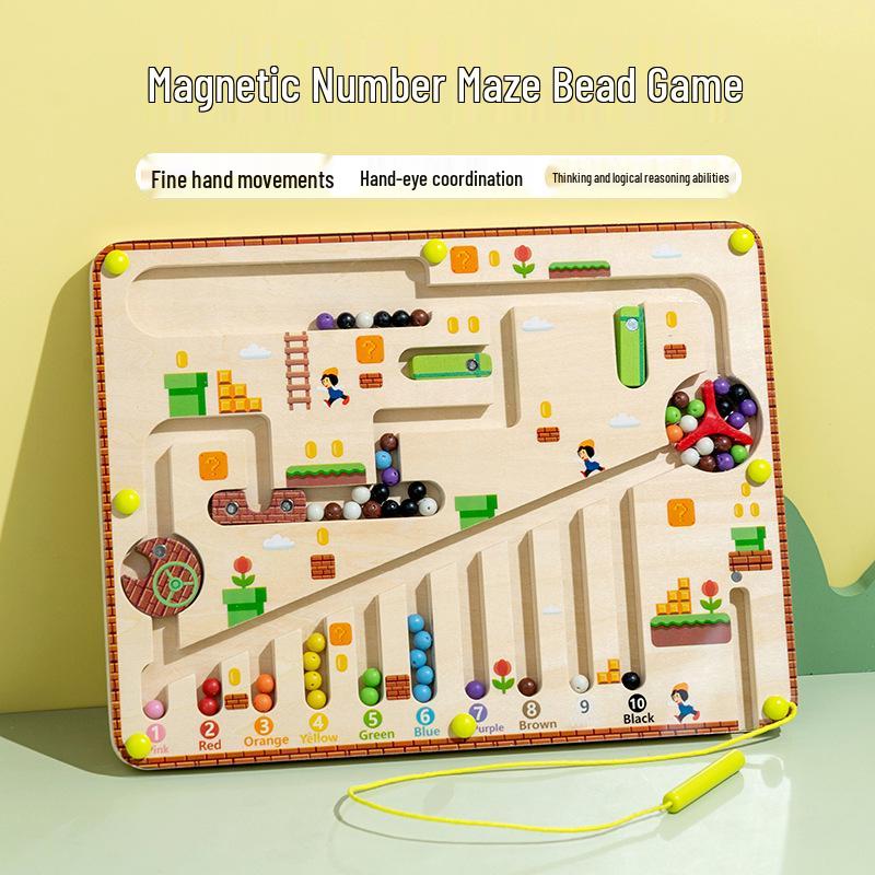 

Magnetic Wooden Toddler Maze: Number & Color Sorting Puzzle Toy