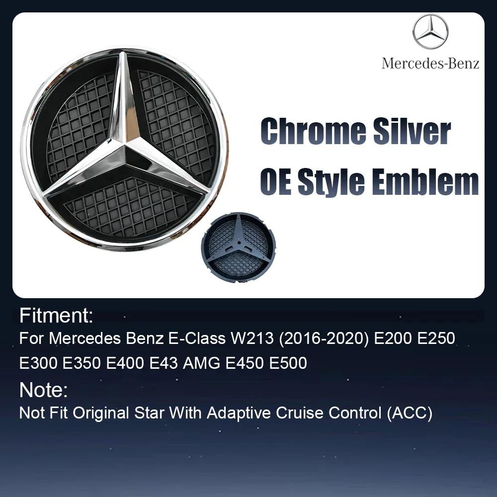 Car Sticker Silver And Black OE Style Front Grill Star Emblem Chrome Logo Badge Fit For Mercedes Benz E200 E250 E300 E350 E400 E