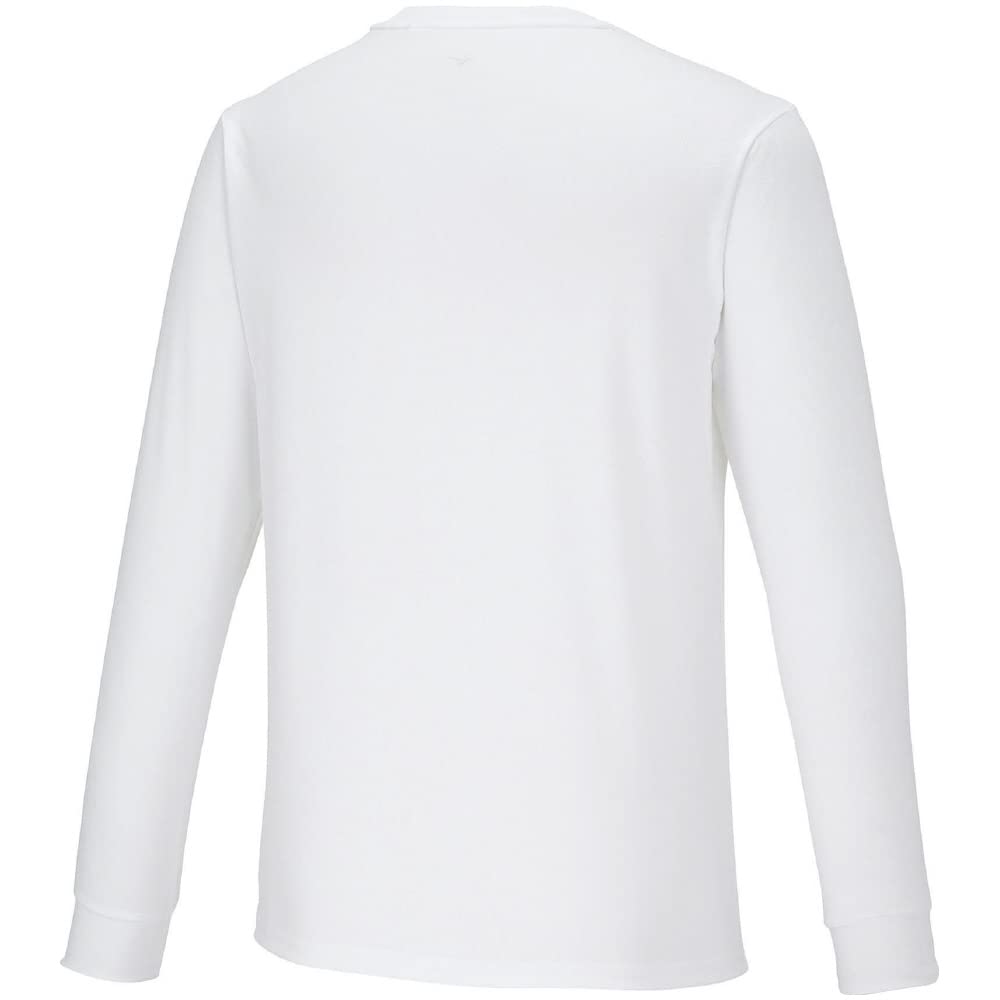 Mizuno Long Sleeve Training Size 32MAA157 Boys' T-Shirt, Sweat-Wicking, Quick-Drying, White/Black, 140,