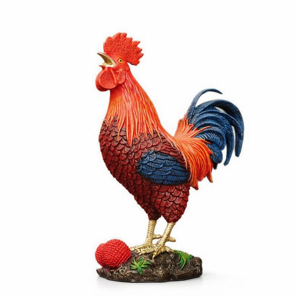 Cockerel Figurine Brass Statue Multicolor for Homeowners, Collectors,
