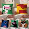 Cute Cartoon Animal Art Cushion Cover Pillowcase Short Plush Invisible Zipper Room Sofa Cushion Cover