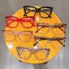 Fashionable Cat Eye Glasses Large Frame Color Blocking Anti Blue Light PC Frame Flat Light Glasses European American Style