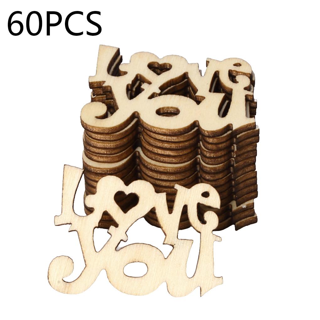 Pack of 60 Wooden Letters Wood Slices Unfinished Signs Scrapbooking Crafts Anniversary Gifts Love Wedding Happy Birthday Party