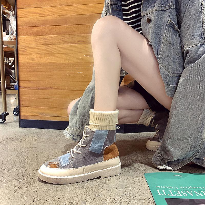 

Высокие модные вязаные женские зимние ботинки на шнуровке, резиновые женские повседневные зимние ботинки для снега, женские ботильоны на плоской подошве 7.5 серый