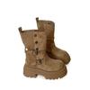 Women's British-Style Thick-Soled Mid-Calf Martin Boots for Autumn/Winter Height Boost