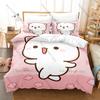 Popular Peach Cat IP Duvet Cover + 2 Pillowcases, Lovely Pink Cat Pattern Bedding Set for Fan Collection