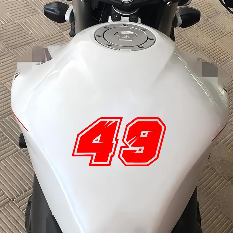 Universal Red Number Motorcycle Sticker, Durable Self-adhesive Vinyl Decal for Fairing Fender Helmet and Scooter Decoration