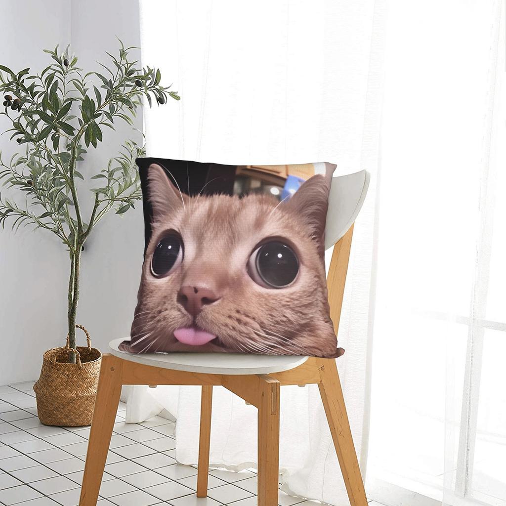 Katzen-Memes Lustiger Meme-Druck Kissenbezug Weicher Kissenbezug für Sofa Auto Heimdekoration Modischer Kissenbezug