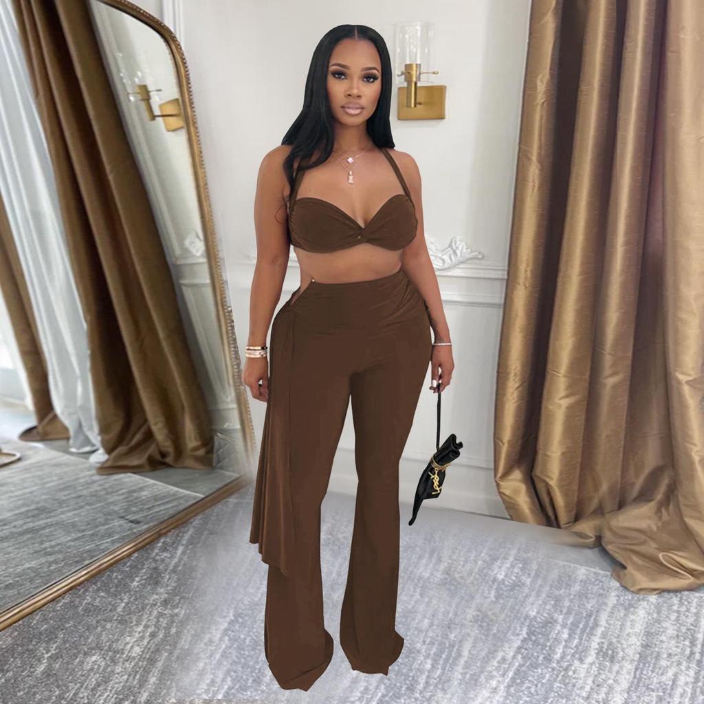 Summer Women's Sexy Strappy Bandeau Long Pants Set