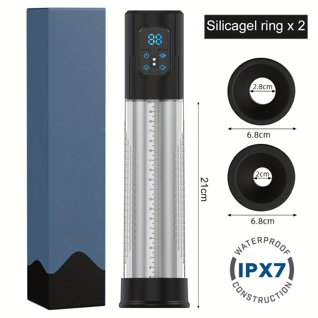 1 Electric Penis Pump Penis Vacuum Pump with 4 Smart Training Modes and 3 Sucking Modes, Automatic Male Masturbator Pump Unit with 2 Silicone Sleeves