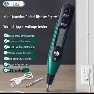 SATA Rechargeable Digital Voltage Tester Pen with Screwdriver
