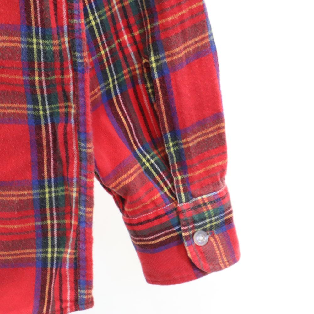 L.L.BEAN 80s Outdoor Made In USA Vintage Check Pattern Long Sleeve Button Down Flannel Shirt Kid's Used