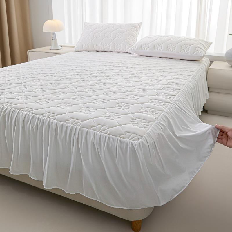

Quilted Waterproof Mattress Protector with Lace Trim, Soft and Comfortable SolidColor Bedding,(Does Not Include Pillow and Core) 1pc 90x200cm белый