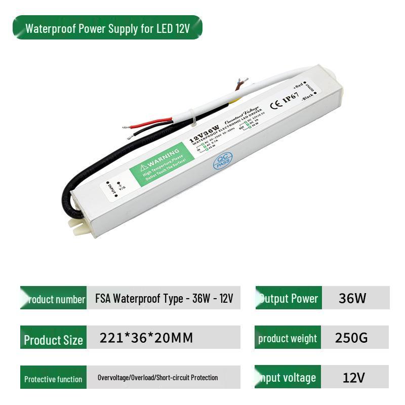 LED Waterproof Power Supply 12V Switchable Outdoor Transformer for LED Strips
