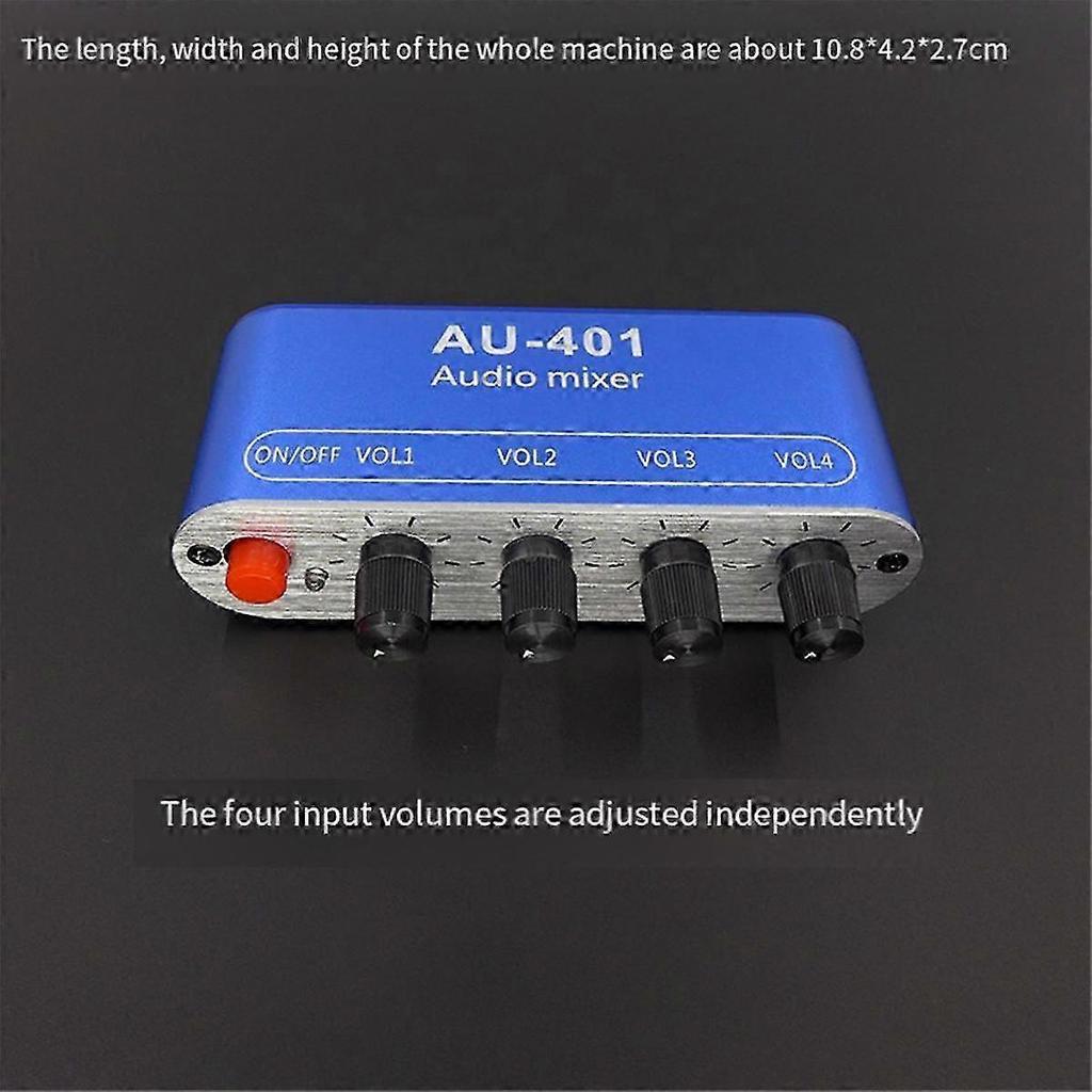 Dc 5v-12v Au-401 Stereo Audio Mixer 4 Input 1 Output Individually Controls Board Sound Mixing Diy Headphones Amplifier