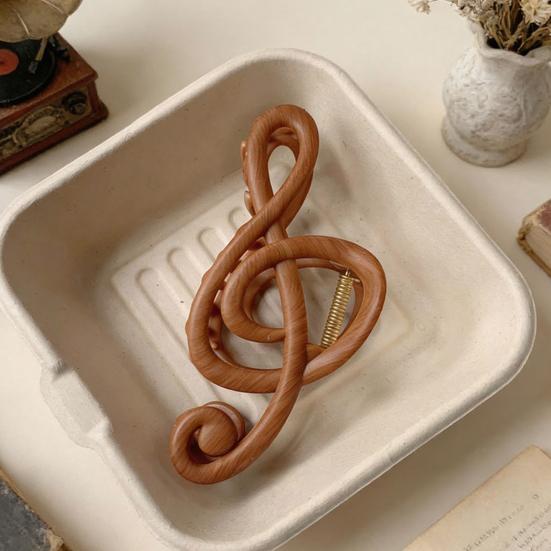 Hair Claw Matte Finish Treble Clef Shape Large Shark Clip Secure Hold Non-Slip Literary Style Hair Accessory