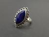 Marquise Raw Blue Sapphire 925 Sterling Silver Ring, Boho Style Sapphire Wedding Gift Ring