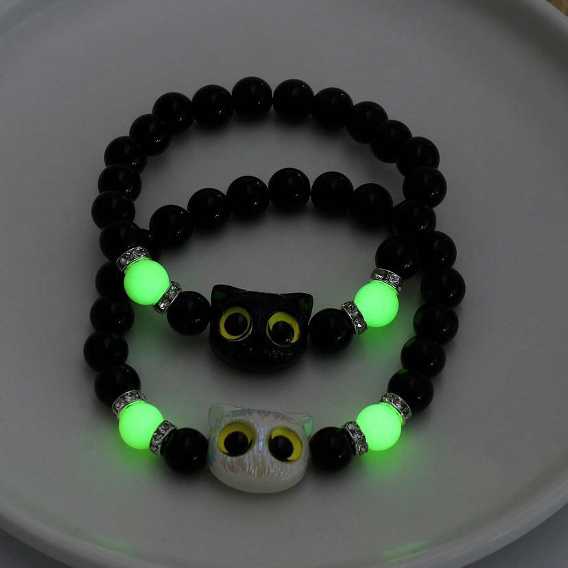 Luminous Black & White Kitten Shell Star Bracelet - Couple Jewelry Gift
