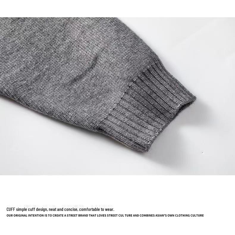 Cárdigan de Punto Holgado con Cremallera y Cuello Alto de Peso Pesado Otoño Invierno