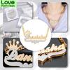Double Layer Two Tone With Crown Heart Personalized Custom 18K Gold Tone Plated Name Necklaces Women Nameplate 3D Pendant JewelryTrendy Pendant