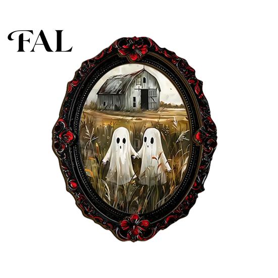 Gothic Refrigerator Magnets Halloween Dark Style Magnet, Retro Oval Photo Holiday Gifts Frame Decorative Magnetic Sticker for Metal
