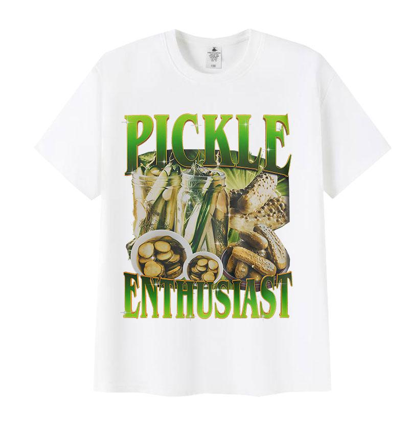 Gurkenliebhaber Lustiges Meme T-Shirt Herren Damen Humor O-Ausschnitt Retro Mode Kleidung T-Shirts Lässige Oberteile Baumwolle Übergroßes T-Shirt