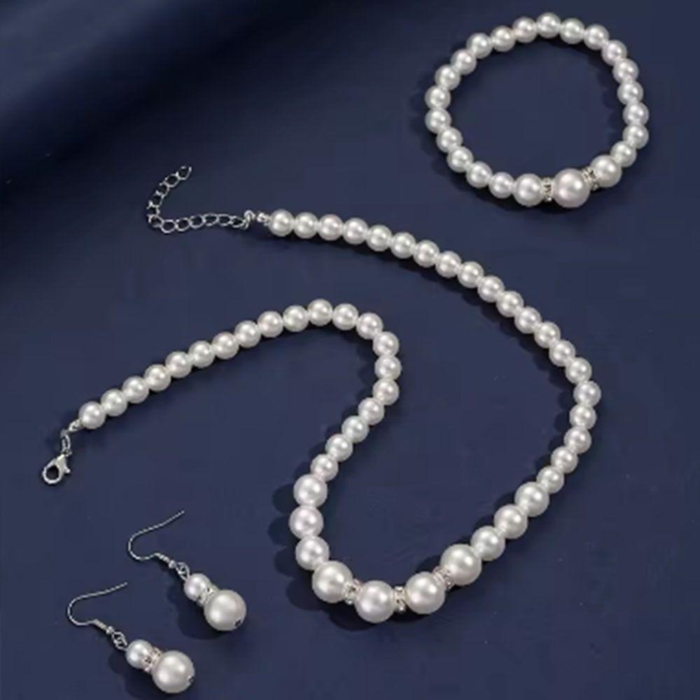 Simulated Pearl Women's Pearl Jewelry Set Shiny Bridal Jewelry Accessories Anniversary Party
