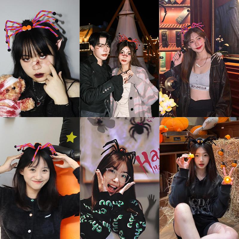 Spider Headband for Women Girls Fancy Dress Cosplay Costume Props Halloween Party Scary Eyes Spider Hair Hoop Hair Accessories