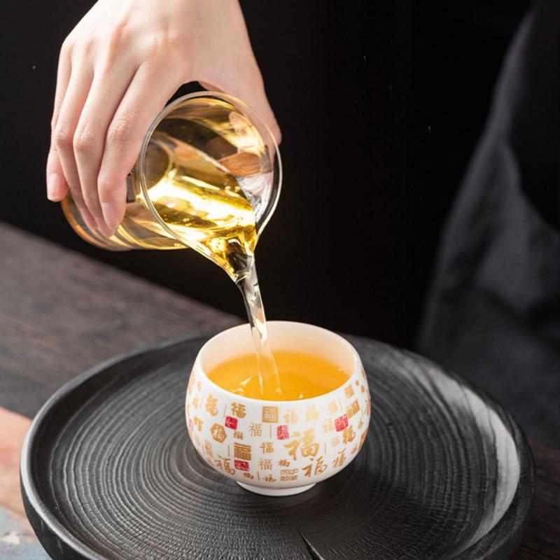 1 Pc Chinese Ceramic Teacup Large Capacity Handmade Suede Jade White Porcelain Tea Bowl Meditation Cup Master Cup Tea Set 180ml